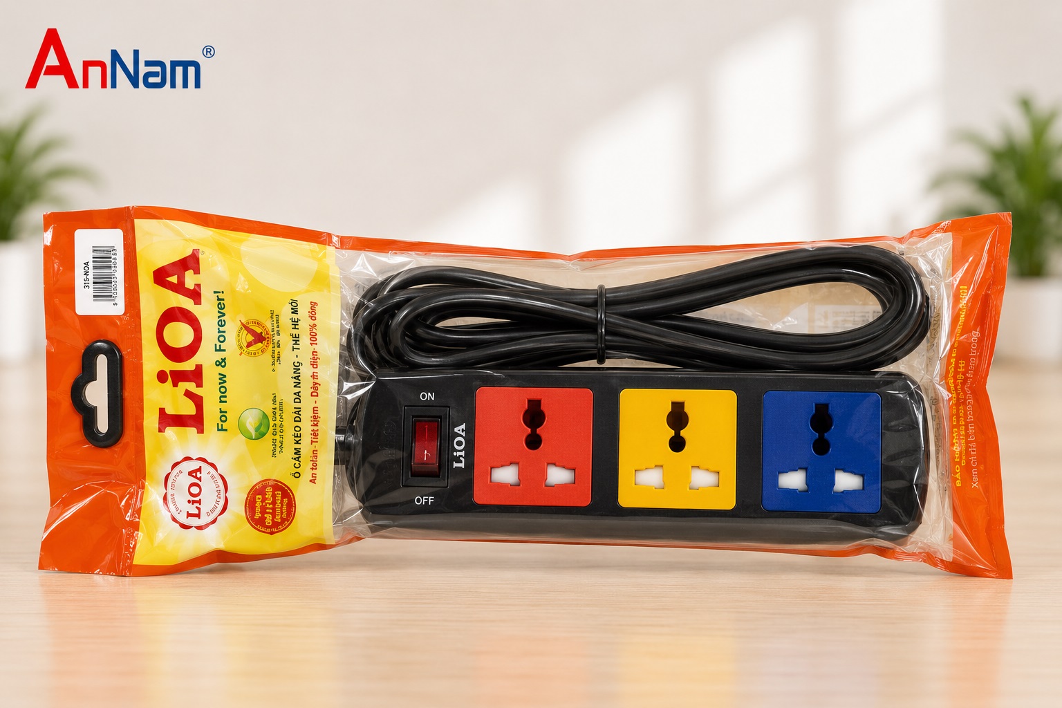 Ổ CẮM LIOA 3 LỖ 5M ĐA NĂNG M&Atilde; SẢN PHẨM 3D52N